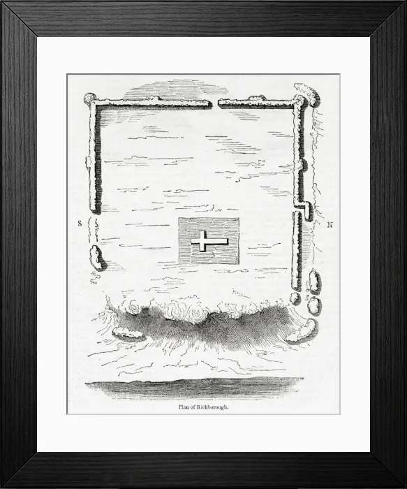 Framed Print : Aerial plan of the Roman fort at Richborough, Kent Framed Print : Aerial plan of the Roman fort at Richborough, Kent