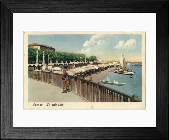 Framed Print : View of the beach and sea front, Pesaro, Italy Framed Print : View of the beach and sea front, Pesaro, Italy