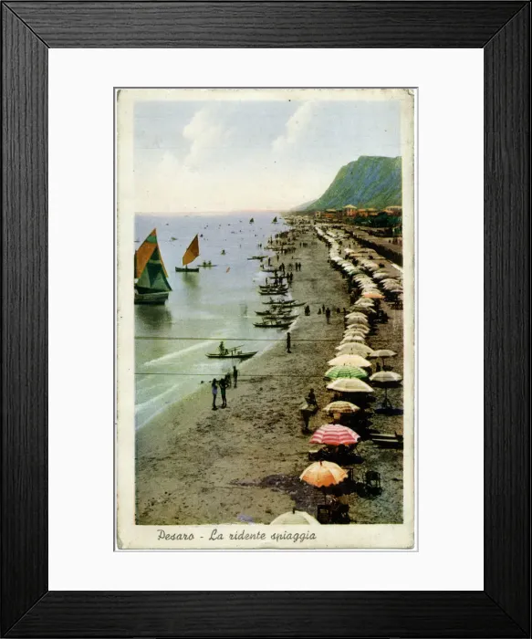 Framed Print : View of the beach and sea front, Pesaro, Italy Framed Print : View of the beach and sea front, Pesaro, Italy