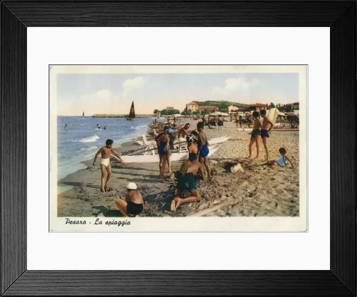 Framed Print : People relaxing on the beach, Pesaro, Italy Framed Print : People relaxing on the beach, Pesaro, Italy