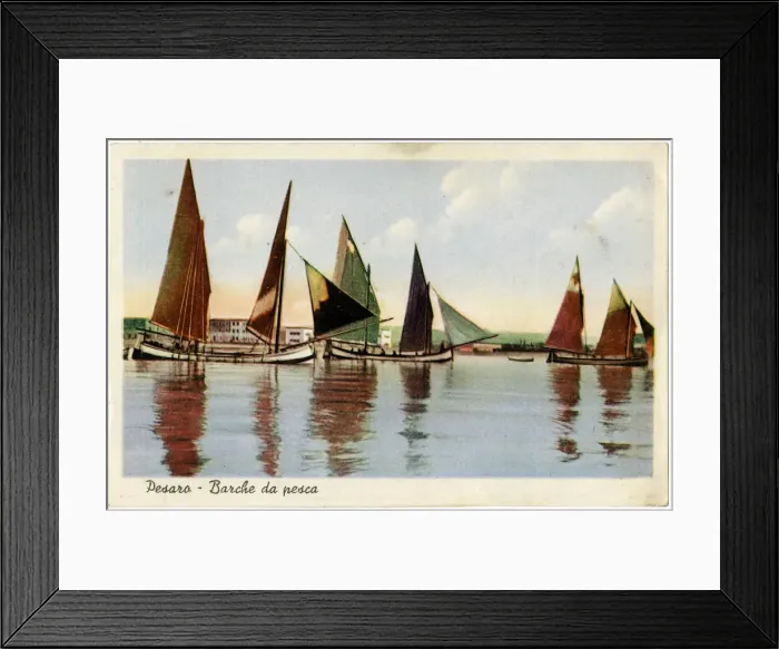 Framed Print : Fishing boats on the water, Pesaro, Italy