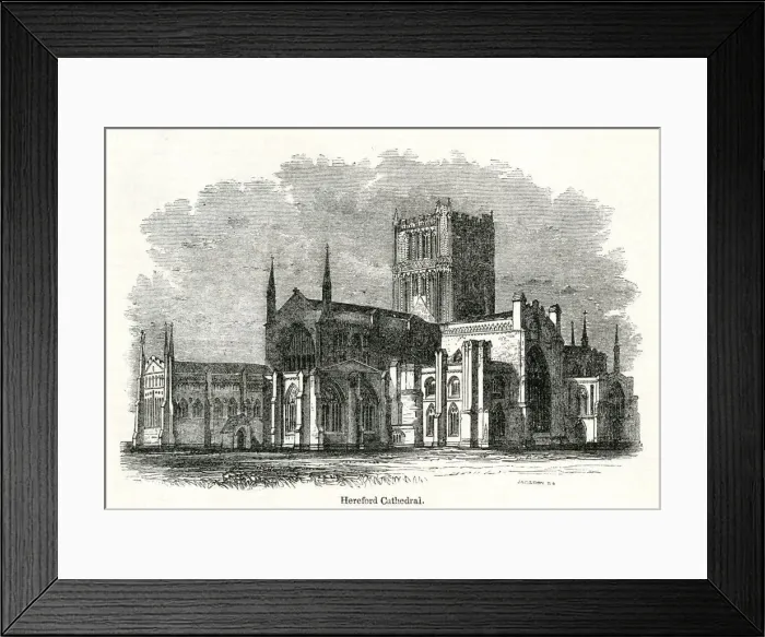 Framed Print : General view of Hereford Cathedral, Herefordshire Framed Print : General view of Hereford Cathedral, Herefordshire