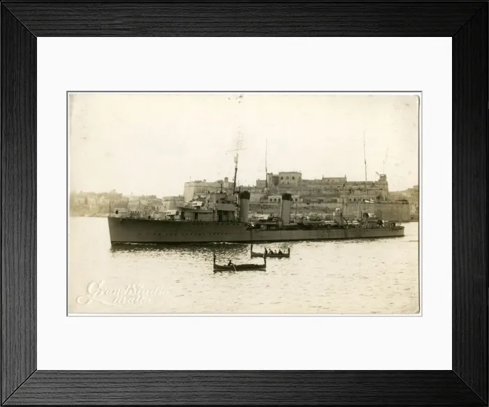 Framed Print : HMS Bruce, British flotilla leader at Malta Framed Print : HMS Bruce, British flotilla leader at Malta