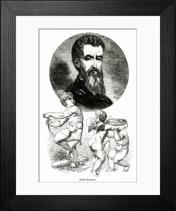Framed Print : Giulio Romano, Italian artist, with three cupids Framed Print : Giulio Romano, Italian artist, with three cupids