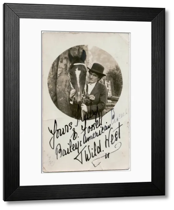 Framed Print : Miss Emmie Fossett, circus performer, with horse Framed Print : Miss Emmie Fossett, circus performer, with horse