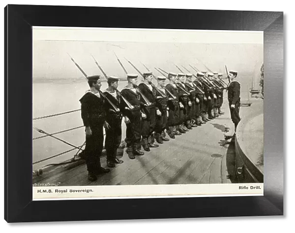 HMS Royal Sovereign, British battleship, with sailors
