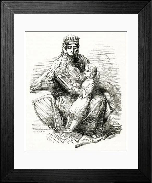 Framed Print : The British Valhalla -- King Alfred reading to his mother Framed Print : The British Valhalla -- King Alfred reading to his mother