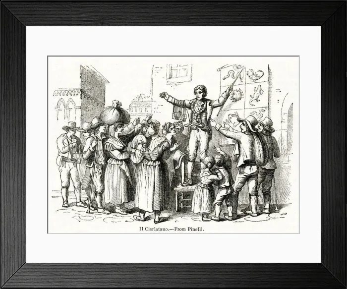 Framed Print : Charlatan speaking to group of people in Rome, Italy Framed Print : Charlatan speaking to group of people in Rome, Italy