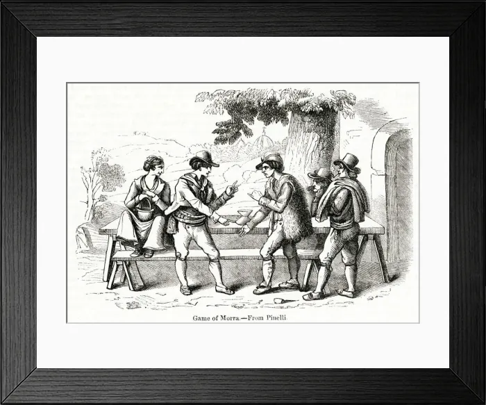 Framed Print : Men playing the ancient game of Morra, Italy Framed Print : Men playing the ancient game of Morra, Italy