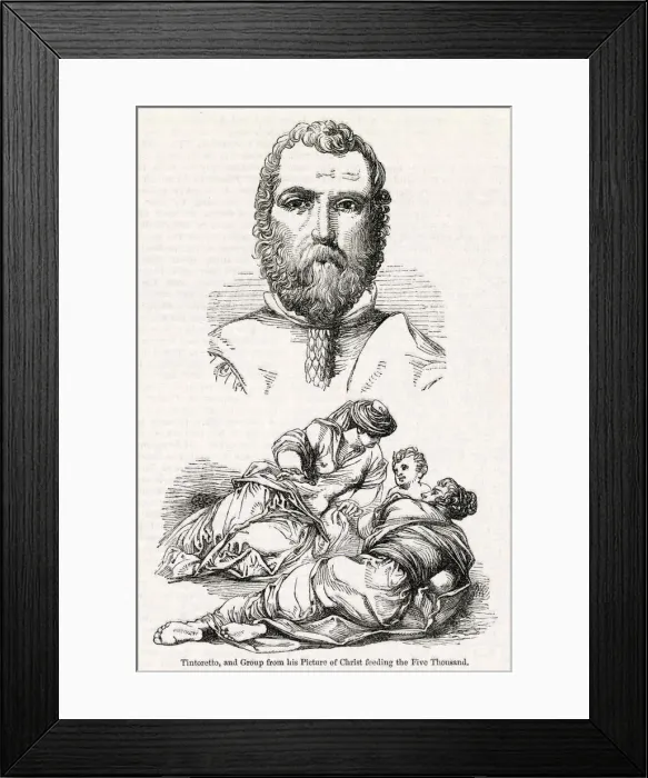 Framed Print : Tintoretto, Italian artist, with detail from painting Framed Print : Tintoretto, Italian artist, with detail from painting