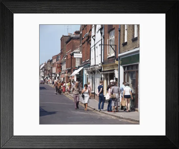 Framed Print : The High Street with tourists, Eton, Berkshire Framed Print : The High Street with tourists, Eton, Berkshire