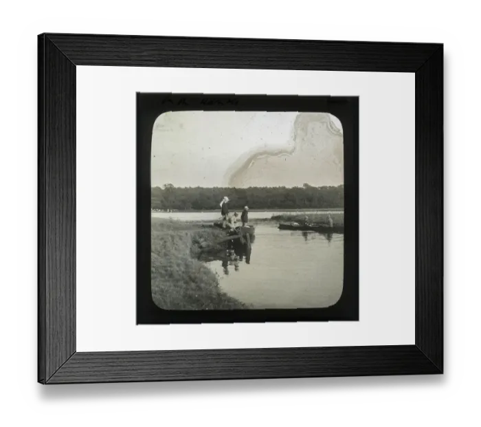 Framed Print : Group of men boating on a lake Framed Print : Group of men boating on a lake