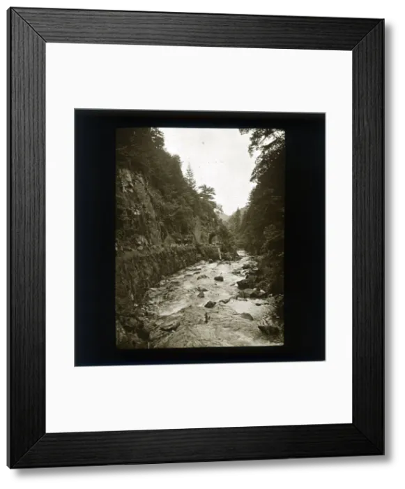 Framed Print : Sepia image of river, gorge and horse drawn cart Framed Print : Sepia image of river, gorge and horse drawn cart