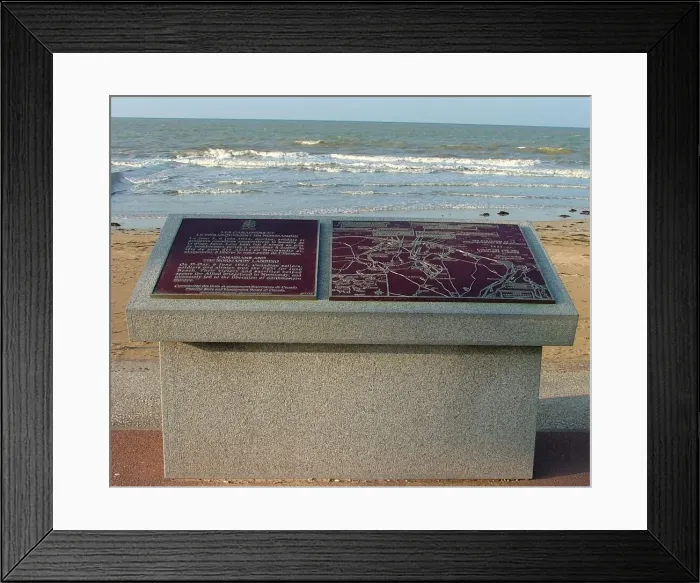 Framed Print : Canadian and Belgian Memorials at Juno Beach entrance Framed Print : Canadian and Belgian Memorials at Juno Beach entrance