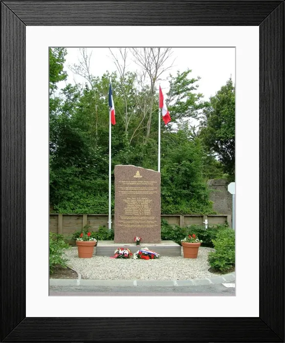 Framed Print : Memorial to 14th Field Regiment RCA, Bernieres Framed Print : Memorial to 14th Field Regiment RCA, Bernieres