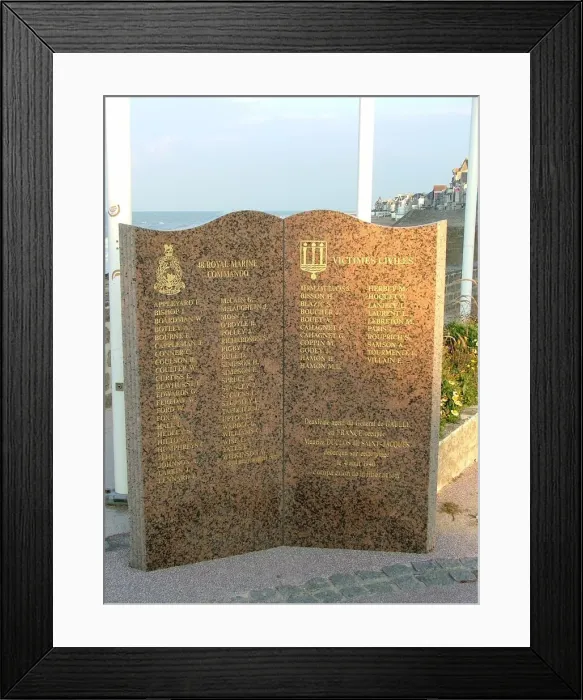 Framed Print : 48 Royal Marine Cdo & Civil Victims Memorial, St Aubin Framed Print : 48 Royal Marine Cdo & Civil Victims Memorial, St Aubin