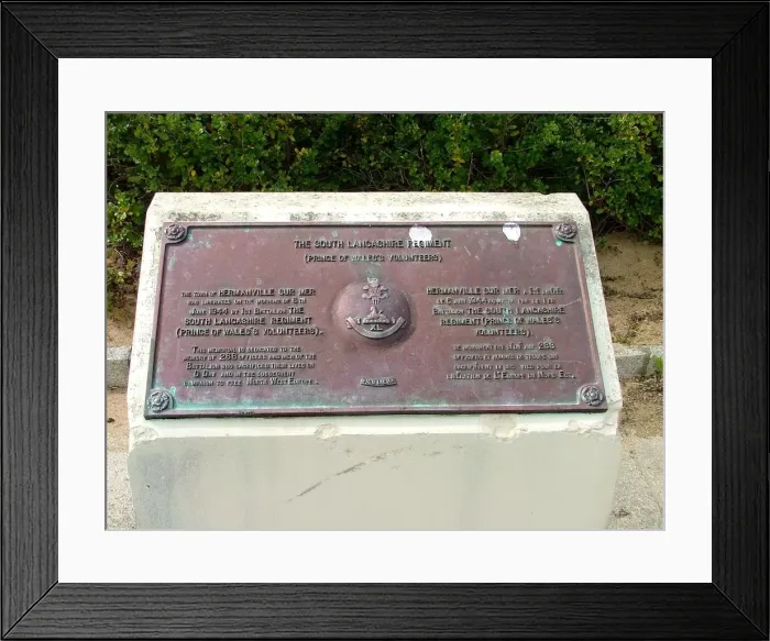 Framed Print : The South Lancashire Regiment Memorial, Hermanville Framed Print : The South Lancashire Regiment Memorial, Hermanville