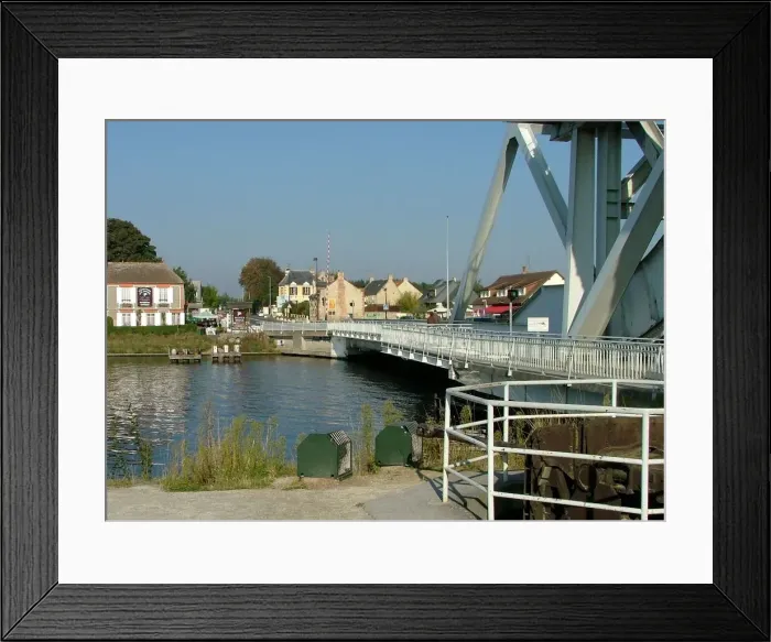 Framed Print : View of Pegasus Bridge, Gondree Caf & gun pit Framed Print : View of Pegasus Bridge, Gondree Caf & gun pit