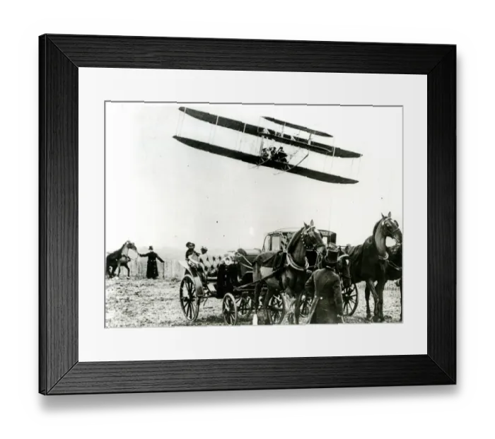 Framed Print : Wright Brothers, American aviation pioneers, in action Framed Print : Wright Brothers, American aviation pioneers, in action