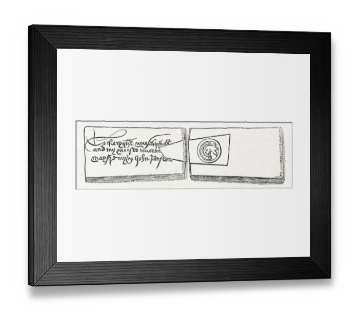 Framed Print : Method of sealing an ancient letter - Paston correspondence Framed Print : Method of sealing an ancient letter - Paston correspondence