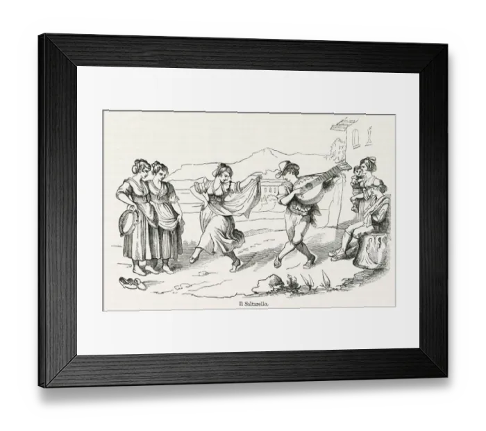 Framed Print : Roman people dancing a Saltarello, Italy Framed Print : Roman people dancing a Saltarello, Italy