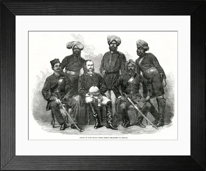Framed Print : Group of the police force newly organised in Bengal Framed Print : Group of the police force newly organised in Bengal