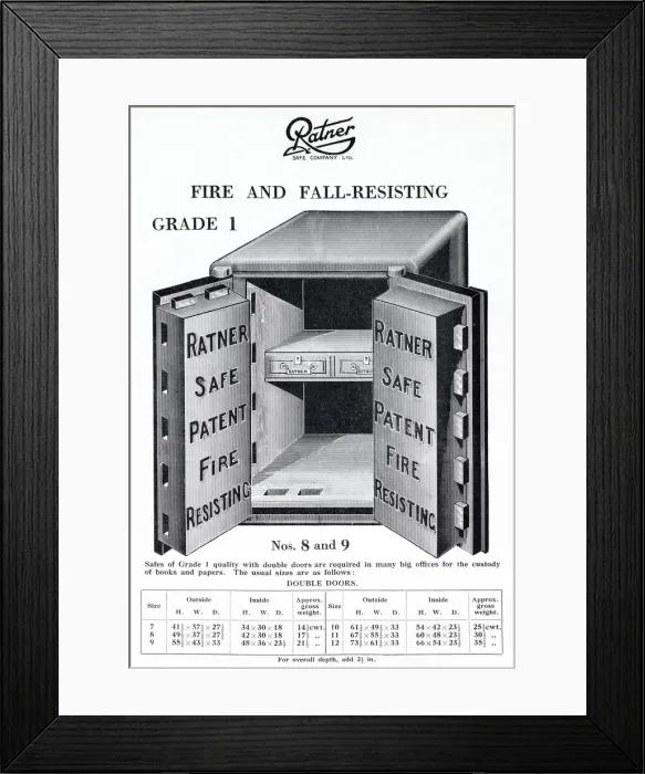 Framed Print : Ratner patent safe, fire and fall resisting, Grade 1 Framed Print : Ratner patent safe, fire and fall resisting, Grade 1