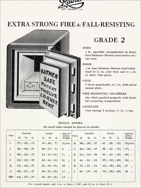 Ratner patent extra strong safe, fire and fall resisting