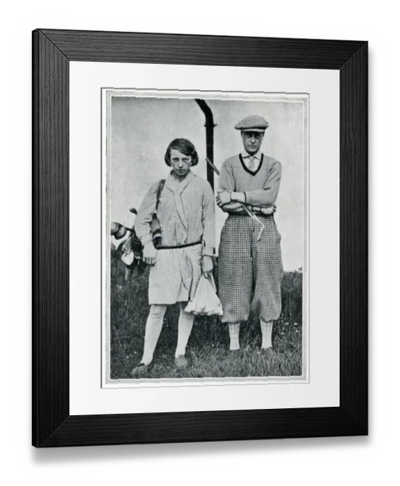 Framed Print : Prince of Wales at Le Touquet with favourite girl caddy Framed Print : Prince of Wales at Le Touquet with favourite girl caddy