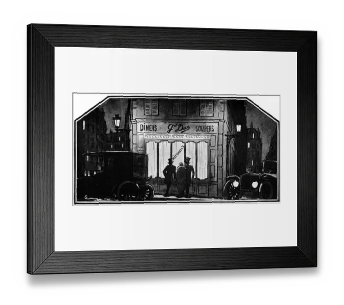 Framed Print : A sketch of the exterior of Mitchells nightlub, Paris, 1923 Framed Print : A sketch of the exterior of Mitchells nightlub, Paris, 1923