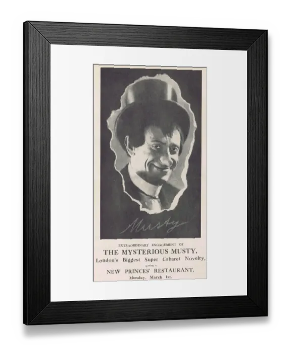 Framed Print : The Mysterious Musty, cabaret novelty act Framed Print : The Mysterious Musty, cabaret novelty act