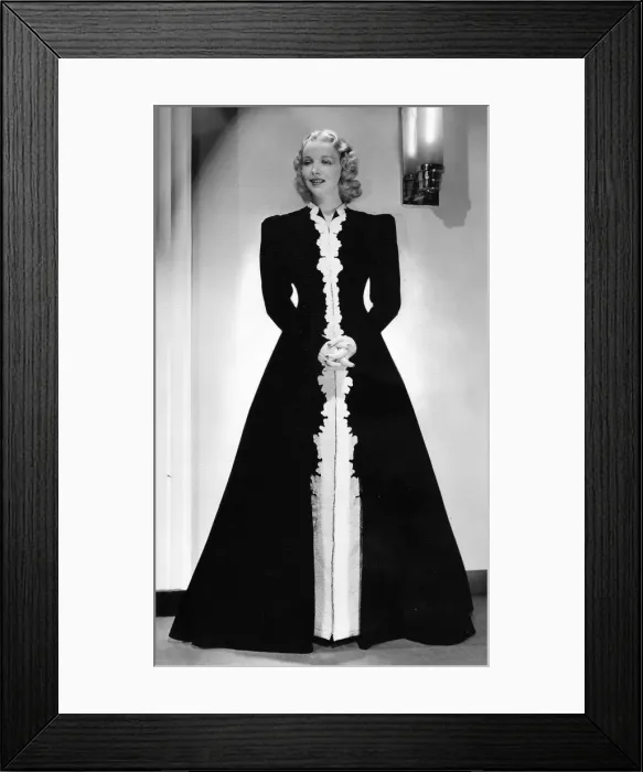 Framed Print : A hostess gown of black velvet, designed by Dolly Tree Framed Print : A hostess gown of black velvet, designed by Dolly Tree
