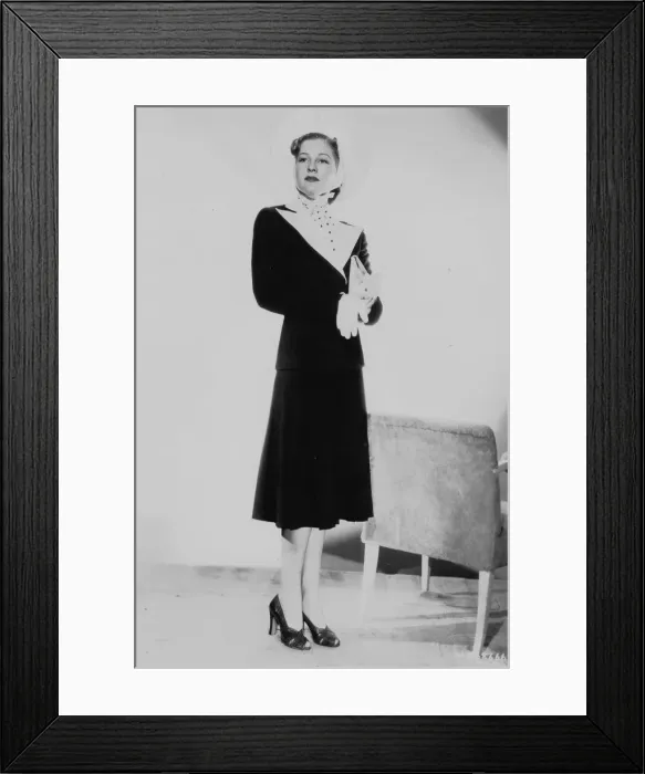 Framed Print : Ann Morriss wearing a smart suit designed by Dolly Tree Framed Print : Ann Morriss wearing a smart suit designed by Dolly Tree
