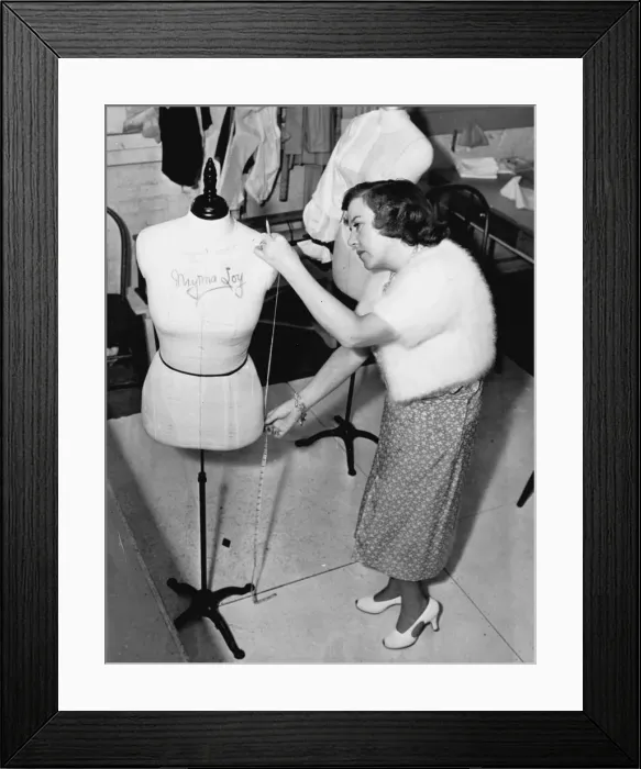 Framed Print : Dolly Tree measuring the dummy for Myrna Loy Framed Print : Dolly Tree measuring the dummy for Myrna Loy