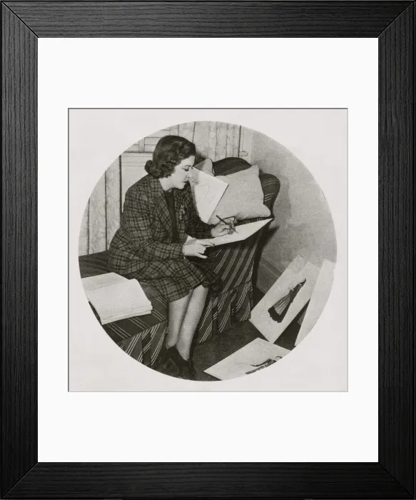 Framed Print : Dolly Tree at MGM in her studio surrounded by her sketches Framed Print : Dolly Tree at MGM in her studio surrounded by her sketches