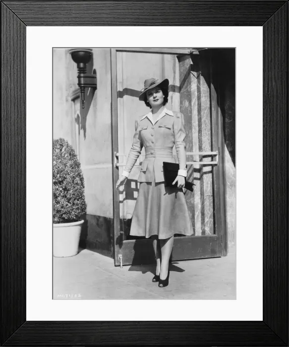 Framed Print : Ruth Hussey modelling a suit ensemble designed by Dolly Tree Framed Print : Ruth Hussey modelling a suit ensemble designed by Dolly Tree