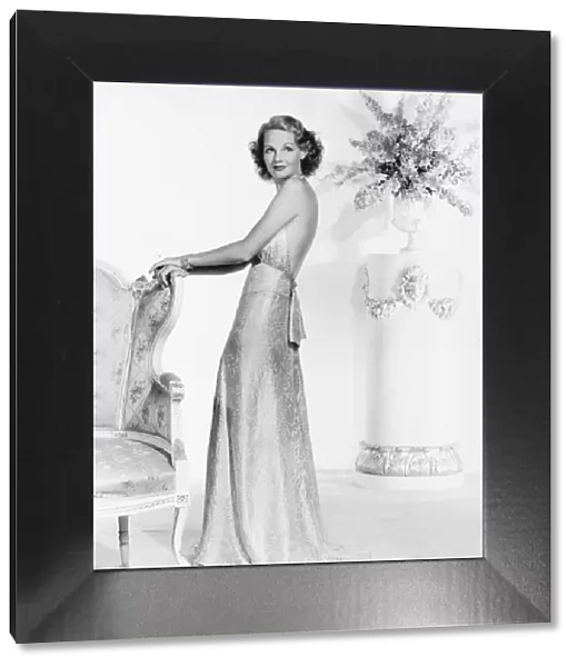 Elizabeth Allan wearing a gown designed by Dolly Tree