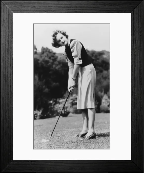 Framed Print : Lynne Carver in a golf outfit designed by Dolly Tree in 1940 Framed Print : Lynne Carver in a golf outfit designed by Dolly Tree in 1940
