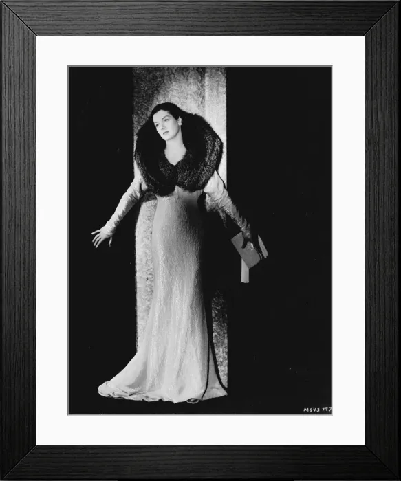 Framed Print : Rosalind Russell in a lame coat designed by Dolly Tree Framed Print : Rosalind Russell in a lame coat designed by Dolly Tree