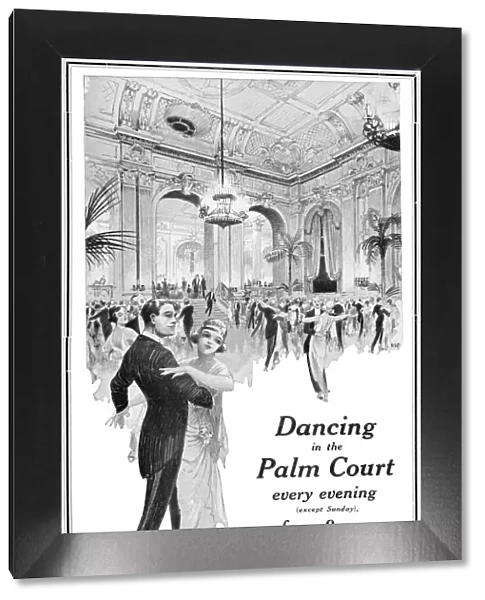 Advert for dancing in the Palm Court of the Hotel Cecil
