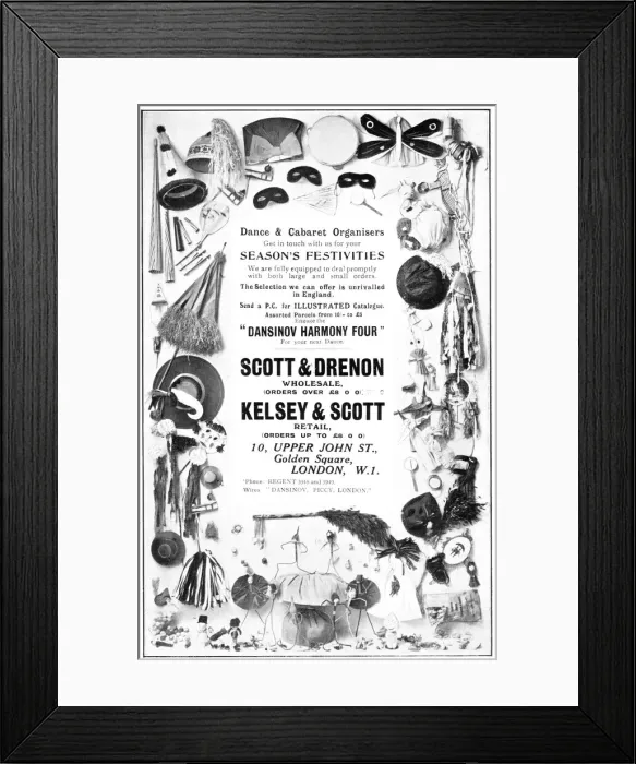 Framed Print : Advert for cabaret and carnival novelties, London, 1922 Framed Print : Advert for cabaret and carnival novelties, London, 1922