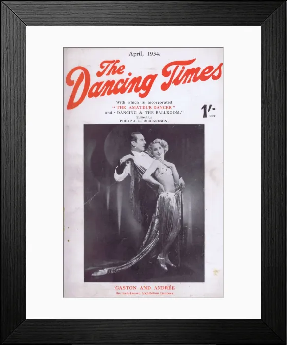 Framed Print : Cover of Dancing Times, April 1934 featuring the dancers Framed Print : Cover of Dancing Times, April 1934 featuring the dancers