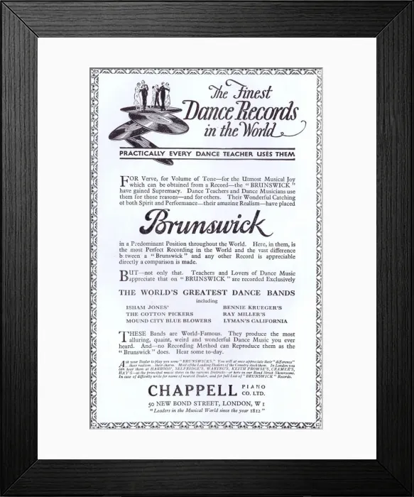 Framed Print : Advert for Chappell music dance records, 1925 Framed Print : Advert for Chappell music dance records, 1925