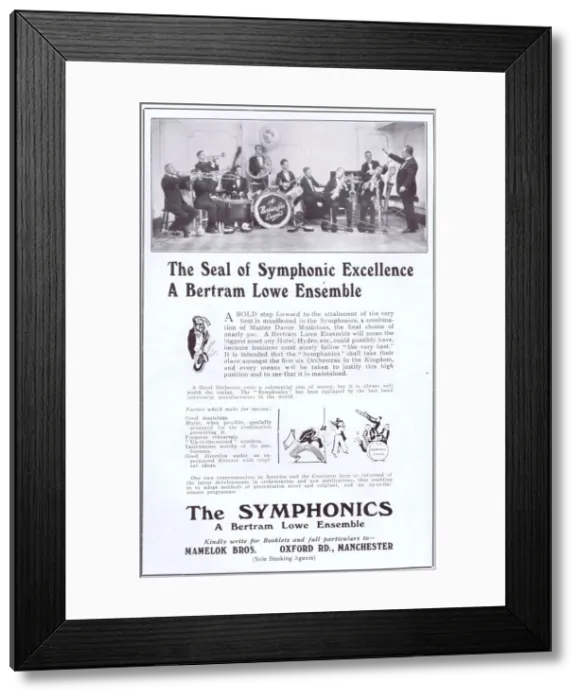 Framed Print : Advert for The Symphonics, a Bertram Lowe Ensemble Framed Print : Advert for The Symphonics, a Bertram Lowe Ensemble