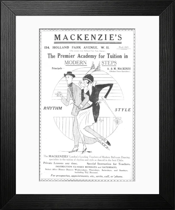 Framed Print : Advert for Mackenzie s, Premier Academy for Dance Tuition Framed Print : Advert for Mackenzie s, Premier Academy for Dance Tuition