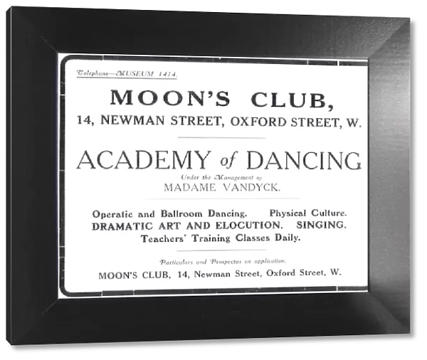 Advert for Moons Club, London, 1920