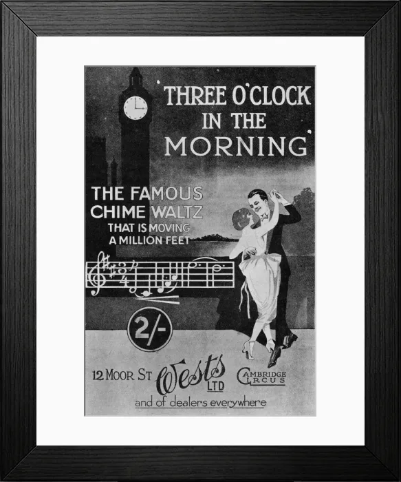 Framed Print : Advert for sheet music for Three O Clock in the Morning Framed Print : Advert for sheet music for Three O Clock in the Morning