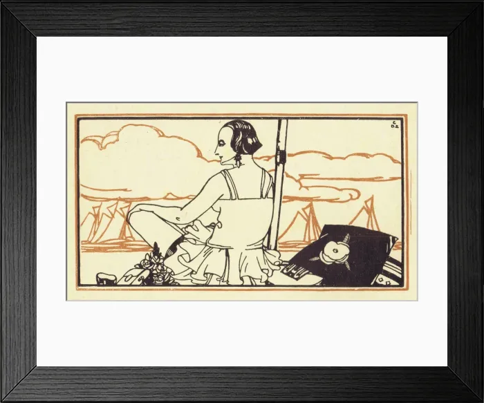 Framed Print : Sketch of a woman enjoying the beach at the Lido, Venice Framed Print : Sketch of a woman enjoying the beach at the Lido, Venice
