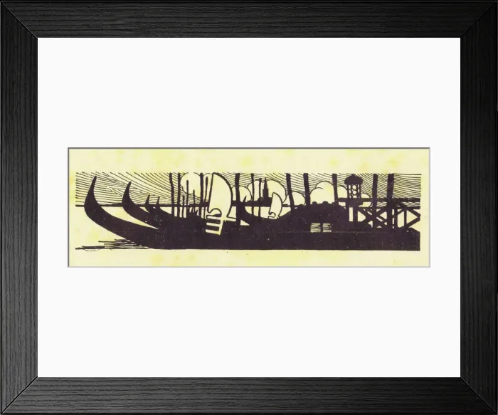 Framed Print : An art deco sketch of gondolas in Venice, 1924 Framed Print : An art deco sketch of gondolas in Venice, 1924