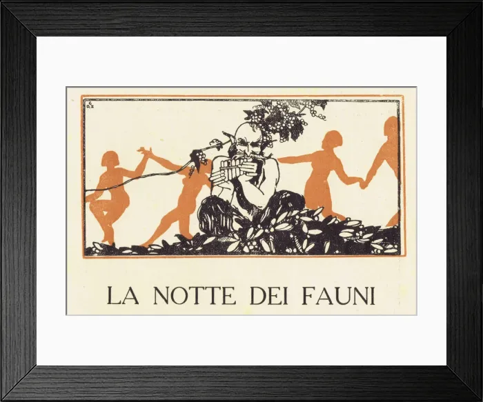 Framed Print : An art deco sketch representing The Night of The Fauns Framed Print : An art deco sketch representing The Night of The Fauns